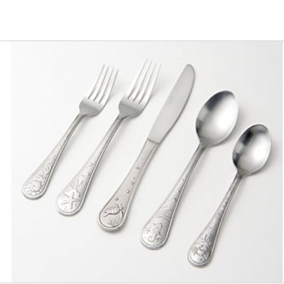 NWT Cambridge Silversmiths Marine Life Mirror Flatware Set, 20 Piece -SilverTone